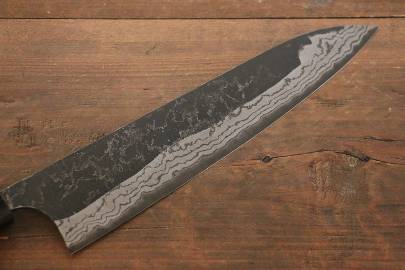 Shungo Ogata Acero Blanco No.2 Kurouchi Damasco Gyuto  240mm Mango de Shitan - Japanny-SP