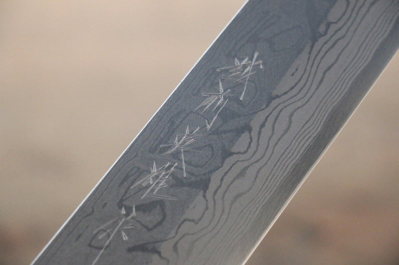 Hideo Kitaoka Acero Blanco No.2 Damasco Kiritsuke Yanagiba  210mm Mango de Shitan - Japanny-SP