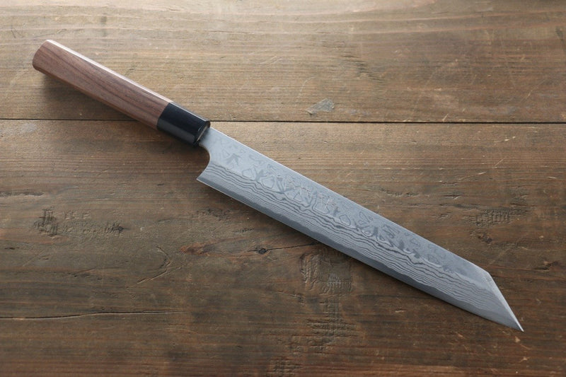 Hideo Kitaoka Acero Blanco No.2 Damasco Kiritsuke Yanagiba  240mm Mango de Shitan - Japanny-SP