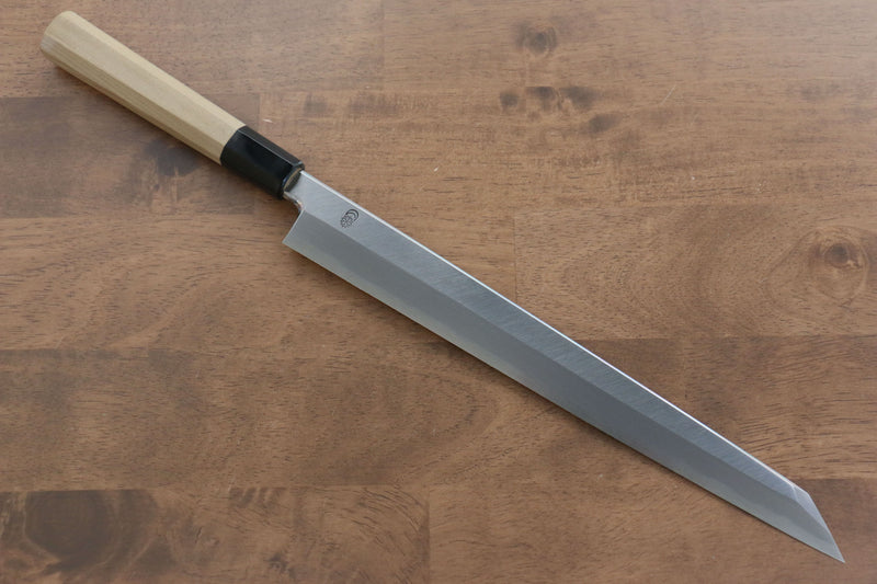 Kikuzuki Acero Blanco No.2 Kasumitogi Kiritsuke Yanagiba  300mm Mango de Magnolia - Japanny-SP