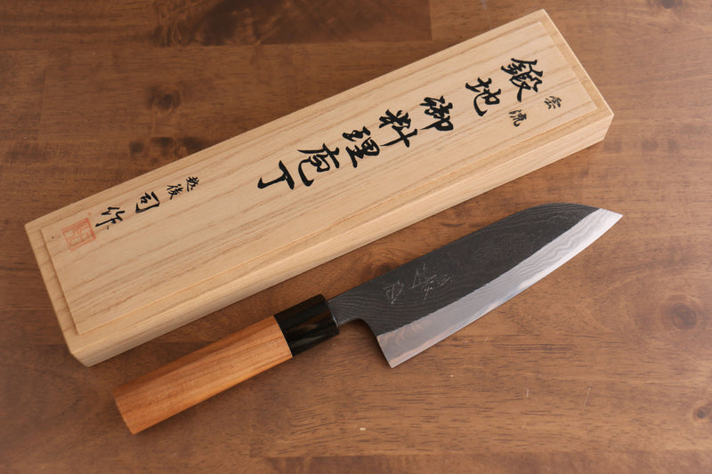 Tsukasa Hinoura Tamahagane Kurouchi Santoku  165mm Mango de Cereza silvestre - Japanny-SP