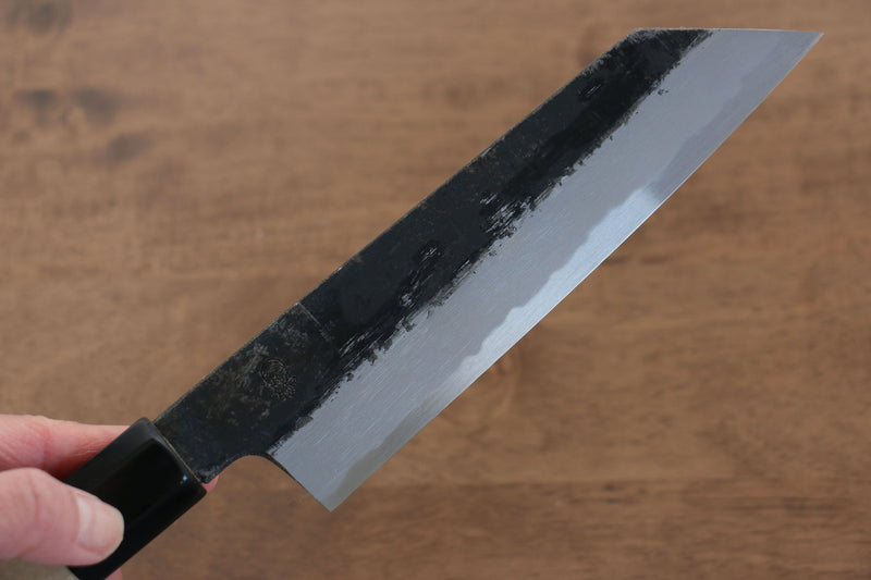 Kikuzuki Acero Blanco No.2 Terminado Negro Kiritsuke Santoku  180mm Mango de Magnolia - Japanny-SP