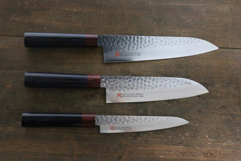 Iseya VG10 33 Capas Damasco Japones Gyuto 210mm, Santoku y Petty 150mm Set de Cuchillos - Japanny-SP