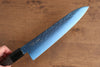 Seisuke Acero SK-85 Ion plating Martillado Gyuto  210mm Mango de Madera de Pakka Gris - Japanny-SP