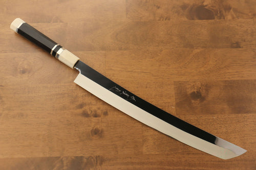 Jikko Acero de Plata No.3 Sakimaru Yanagiba 330mm Mango de Ebano con anillo - Japanny-SP