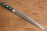 Sakai Takayuki VG10 Damasco de 17 Capas Sujihiki  240mm Mango de Madera de pakka verde - Japanny-SP