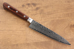 Seisuke Mokusei ZA-18 Damasco con Terminado de Espejo Petty-Utilitario  135mm Mango de Madera de Pakka Cafe - Japanny-SP