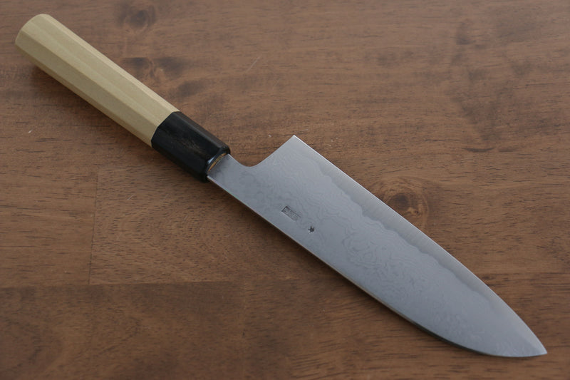 Kikuzuki Acero Blanco No.2 Terminado Negro Santoku  180mm Mango de Magnolia - Japanny-SP