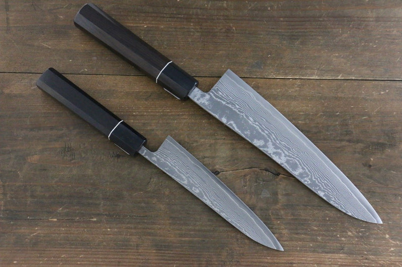 Shigeki Tanaka R2 Damascus Japanese Gyuto 210mm & Petty 150mm Knife set - Japanny-SP