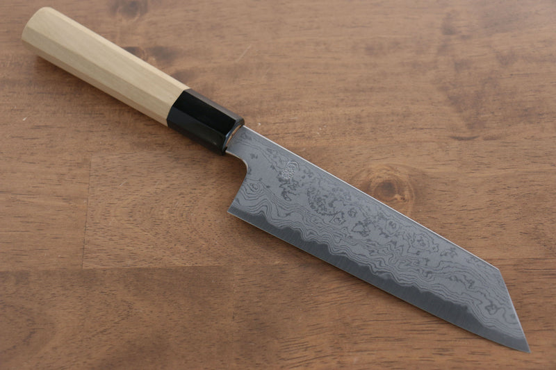 Kikuzuki Acero Azul No.1 Damasco Kiritsuke Santoku  180mm Mango de Magnolia - Japanny-SP