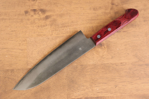 Nao Yamamoto Acero de Plata No.3 Nashiji Santoku  180mm Mango de Madera de pakka roja - Japanny-SP