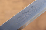 Jikko Acero Azul Damasco Kiritsuke Sujihiki 270mm Mango de Ebano con doble anillo de buffalo acuatico - Japanny-SP