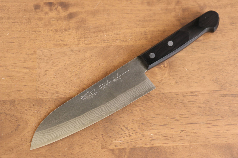 Nao Yamamoto SRS13 Nashiji Damasco Santoku  170mm Mango de Madera de Pakka Negra - Japanny-SP