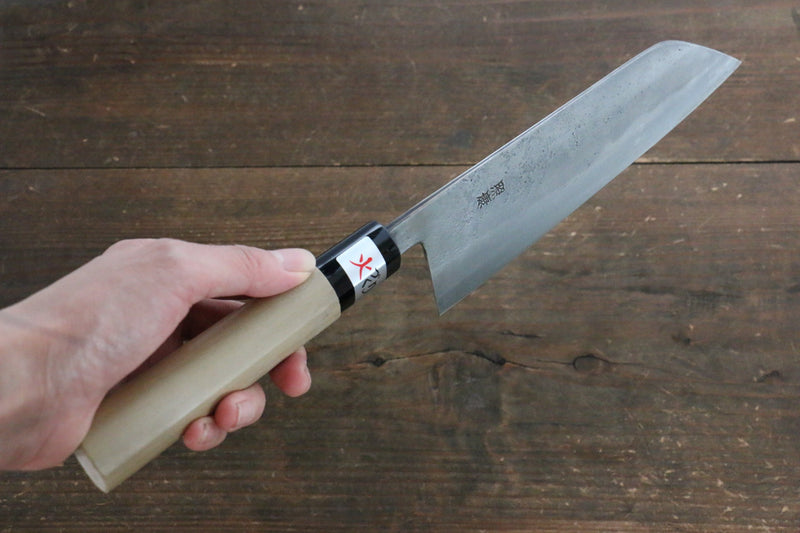 Fujiwara Teruyasu Acero Blanco No.1 Nashiji Santoku  180mm Mango de Magnolia - Japanny-SP