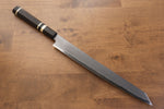 Jikko Acero Azul Damasco Kiritsuke Sujihiki 300mm Mango de Ebano con doble anillo de buffalo acuatico - Japanny-SP