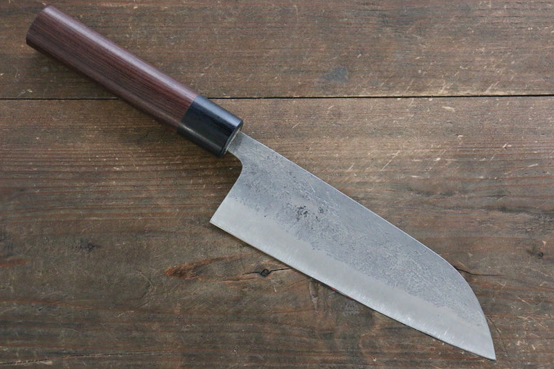 Fujiwara Teruyasu Acero Blanco No.1 Nashiji Santoku  165mm Mango de Shitan - Japanny-SP