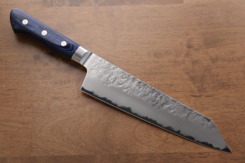 Seisuke Acero Azul No.2 Nashiji Kiritsuke Santoku  195mm Mango de Madera de pakka azul - Japanny-SP