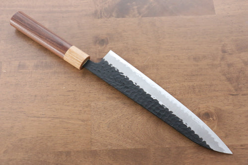 Seisuke Kokubyaku Super Azul Martillado Kurouchi Gyuto  210mm Mango de Morado - Japanny-SP