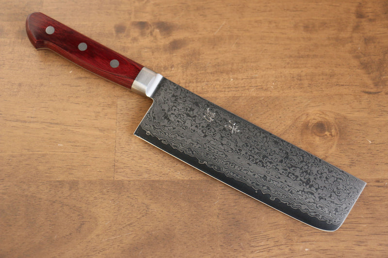 Seisuke VG10 33Capas Damasco con Terminado de Espejo Nakiri 165mm Mango de Madera de pakka roja - Japanny-SP