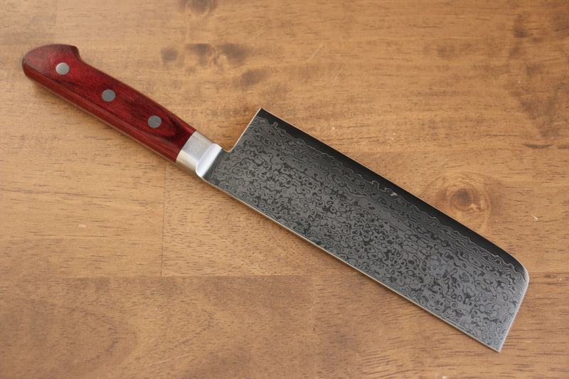 Seisuke VG10 33Capas Damasco con Terminado de Espejo Nakiri 165mm Mango de Madera de pakka roja - Japanny-SP