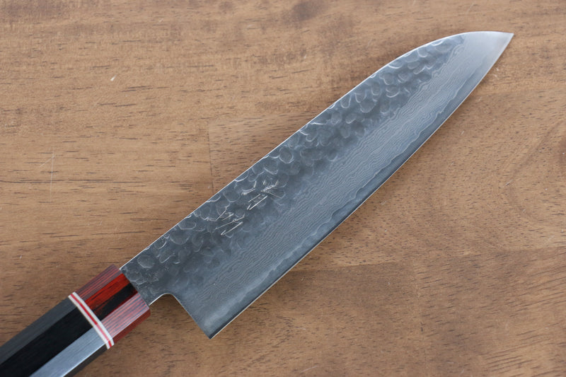 Seisuke VG10 Damasco Santoku  180mm Mango de Madera de Pakka Negra - Japanny-SP