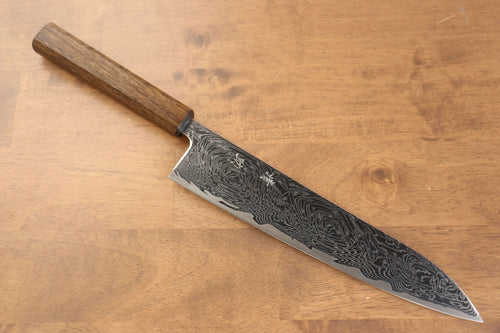 Seisuke Nami AUS10 Damasco con Terminado de Espejo Gyuto  240mm Mango de Roble - Japanny-SP