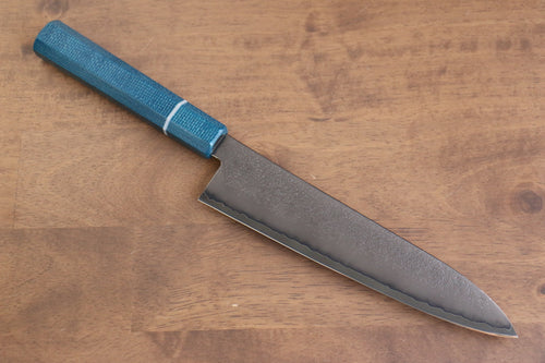 Seisuke VG5 Nashiji Tinte negro Gyuto  210mm Mango de Micarta de lienzo azul - Japanny-SP