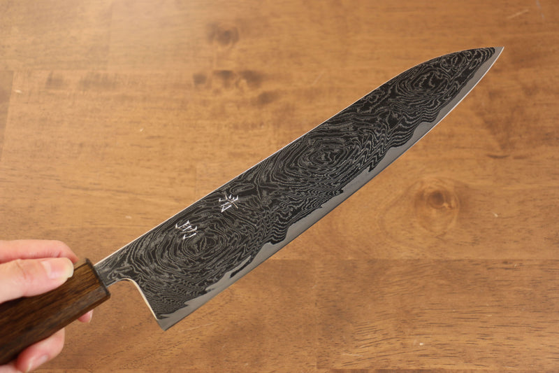 Seisuke Nami AUS10 Damasco con Terminado de Espejo Gyuto  240mm Mango de Roble - Japanny-SP