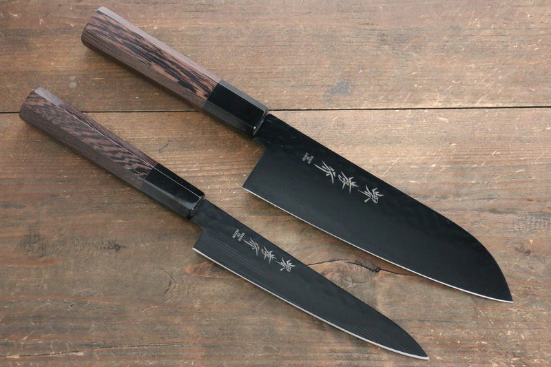 Sakai Takayuki Sakai Takayuki  Kurokage VG10 Hammered Teflon Coating Santoku & Petty 150mm  with Wenge Handle Set - Japanny-SP