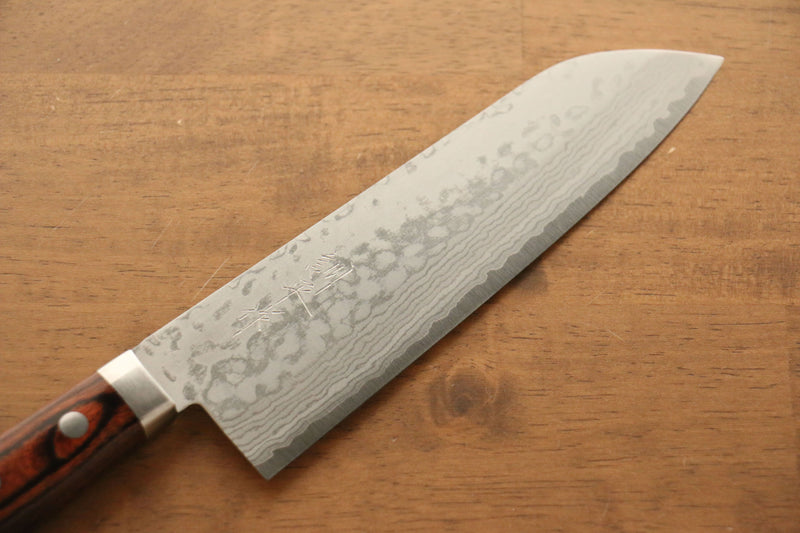 Kunihira Sairyu VG10 Damasco Santoku  170mm Mango de Caoba - Japanny-SP