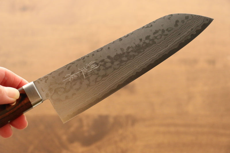 Kunihira Sairyu VG10 Damasco Santoku  170mm Mango de Caoba - Japanny-SP