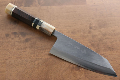 Jikko Shiko Acero Blanco Kiritsuke Deba 150mm Mango de Ebano con doble anillo de buffalo acuatico - Japanny-SP