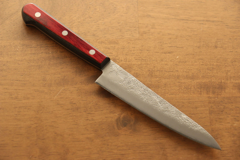 Seisuke Acero de Plata No.3 Nashiji Petty-Utilitario  135mm Mango de Madera de pakka roja - Japanny-SP