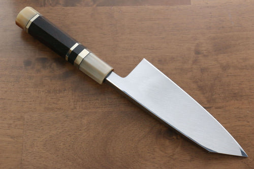 Jikko Shiko Acero Blanco Kiritsuke Deba 150mm Mango de Ebano con doble anillo de buffalo acuatico - Japanny-SP