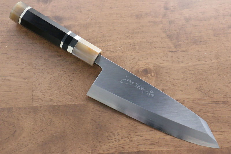 Jikko Shiko Acero Blanco Kiritsuke Deba 180mm Mango de Ebano con doble anillo de buffalo acuatico - Japanny-SP