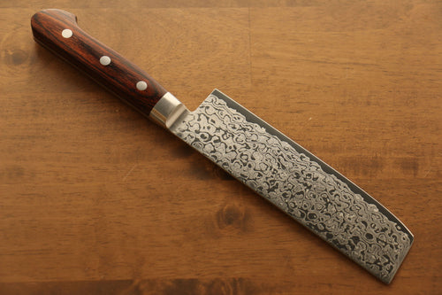 Seisuke Mokusei ZA-18 Damasco con Terminado de Espejo Nakiri  165mm Mango de Madera de Pakka Cafe - Japanny-SP