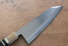 Jikko Shiko Acero Blanco Kiritsuke Deba 180mm Mango de Ebano con doble anillo de buffalo acuatico - Japanny-SP