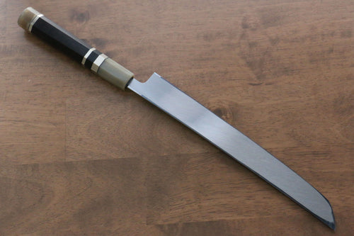 Jikko Shiko Acero Blanco Sakimaru Yanagiba 240mm Mango de Ebano con doble anillo de buffalo acuatico - Japanny-SP