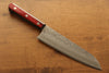 Seisuke Acero de Plata No.3 Nashiji Santoku  180mm Mango de Madera de pakka roja - Japanny-SP