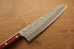 Seisuke Acero de Plata No.3 Nashiji Santoku  180mm Mango de Madera de pakka roja - Japanny-SP