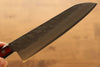 Seisuke Acero de Plata No.3 Nashiji Santoku  180mm Mango de Madera de pakka roja - Japanny-SP