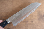 Kunihira Kokuryu VG10 Martillado Santoku  170mm Mango de azul marino de pakka negra - Japanny-SP