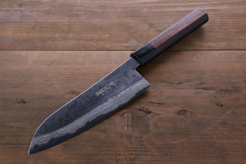 Takayuki Iwai Acero Azul No.2 Damasco Santoku  170mm Mango de Shitan - Japanny-SP