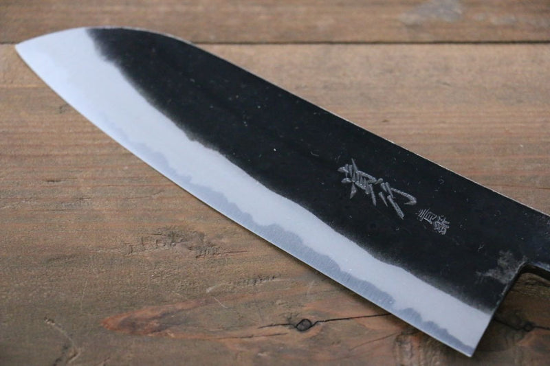 Takayuki Iwai Acero Azul No.2 Kurouchi Santoku  165mm Mango de Shitan - Japanny-SP