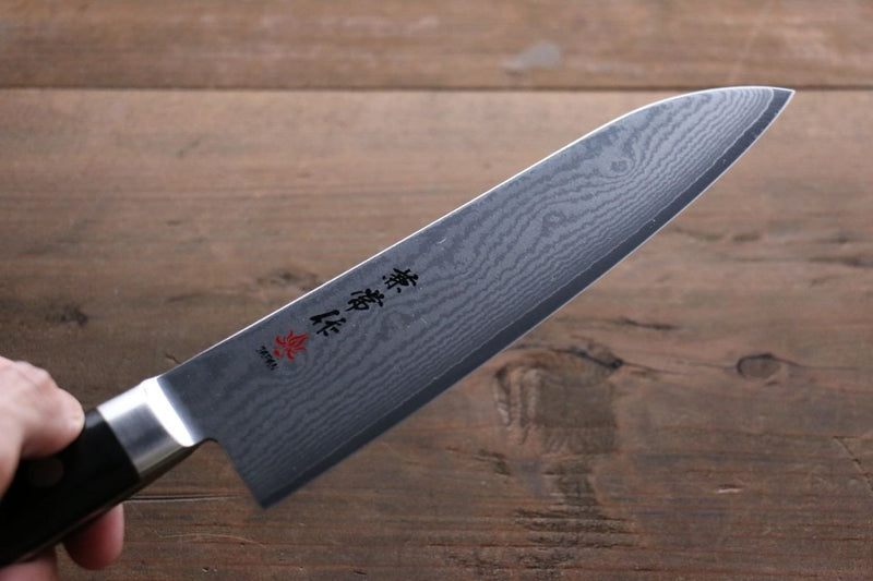 Kanetsune VG10 de 33 Capas Damasco Santoku 180mm Mango de Madera de pakka - Japanny-SP