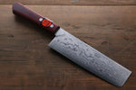 Shigeki Tanaka VG10 de 17 Capas Damasco Nakiri  160mm Mango de Madera de pakka roja - Japanny-SP