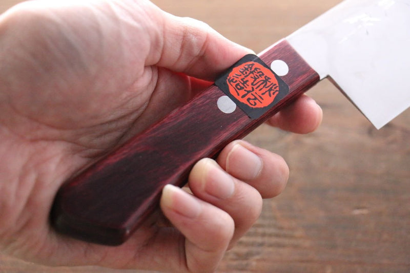 Shigeki Tanaka VG10 de 17 Capas Damasco Nakiri  160mm Mango de Madera de pakka roja - Japanny-SP