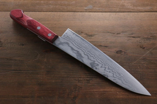 Shigeki Tanaka VG10 de 17 Capas Damasco Gyuto  180mm Mango de Madera de pakka roja - Japanny-SP