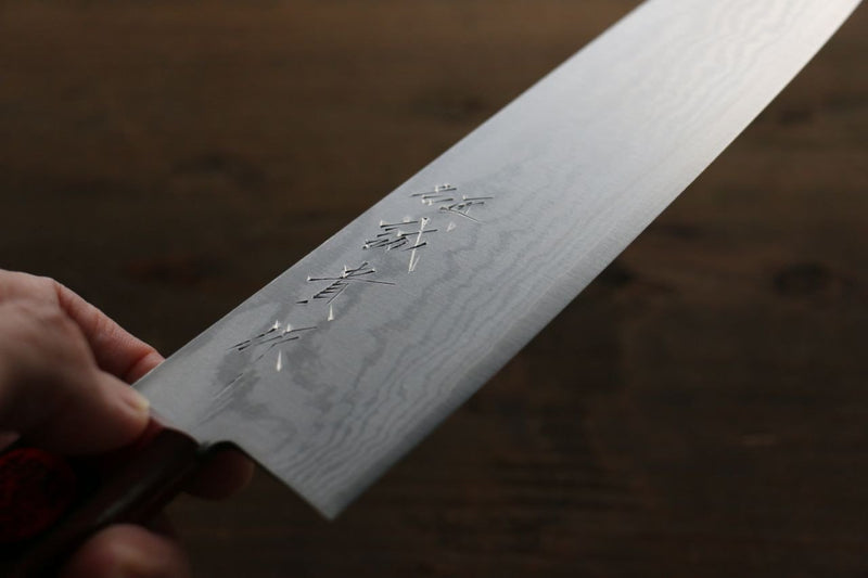 Shigeki Tanaka VG10 de 17 Capas Damasco Gyuto  180mm Mango de Madera de pakka roja - Japanny-SP