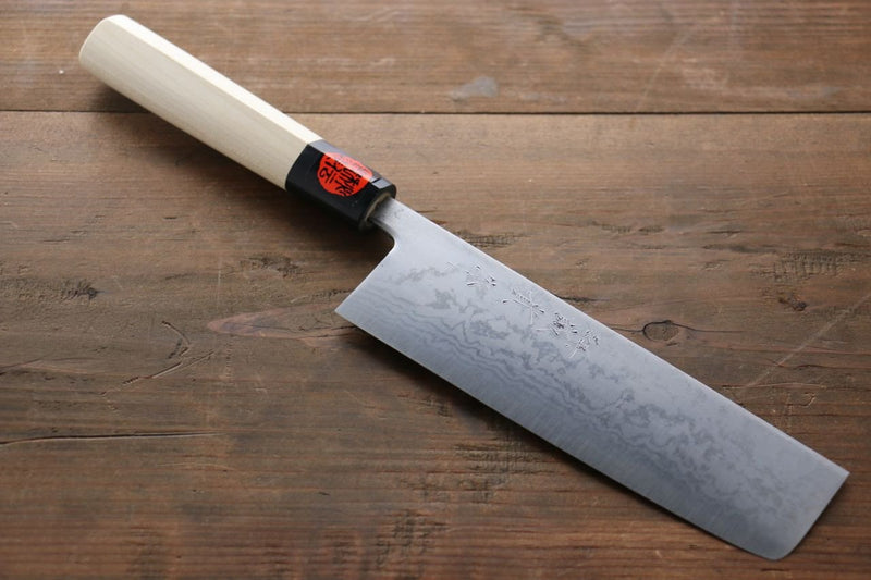 Shigeki Tanaka Acero Azul No.2 Damasco de 17 Capas Damasco Nakiri  180mm Mango de Magnolia - Japanny-SP